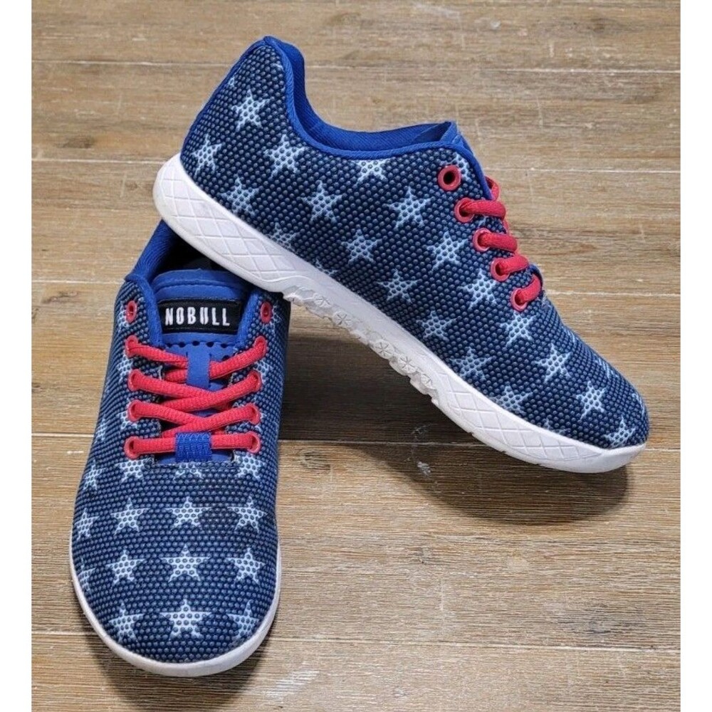NOBULL PROJECT SUPERFABRIC FLAG EDITION BLUE WHITE STARS CROSSFIT SHOE W 7 M 5.5